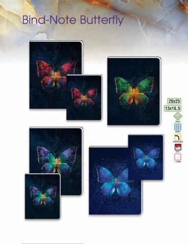 Bind Note Butterfly Not Defteri 13x16.5 cm 80 Yaprak Kareli Karton Kapak 410887-99