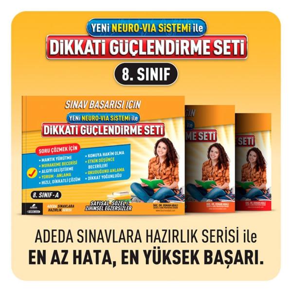 Adeda Neuro Via ile Dikkat Güçlendirme Seti 8.Sınıf 3 Kitap