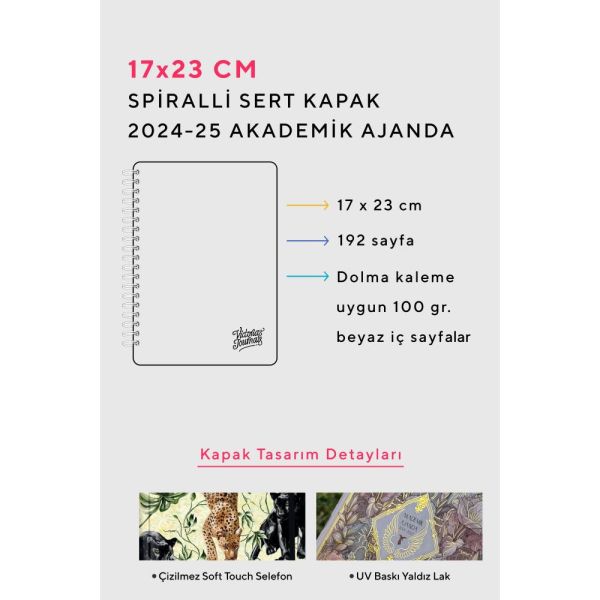 Victorias Journals 2024-2025 17x23 Lastikli Gizli Spiralli Akademik Ajanda 124-1261
