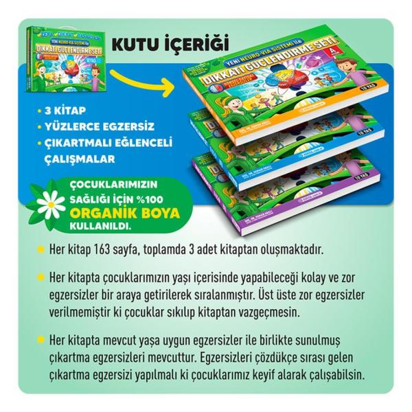 Adeda Neuro Via Sistemi ile Dikkat Güçlendirme Seti 3 Kitap 10 Yaş