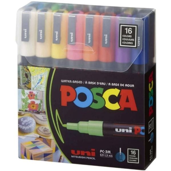 Uni Poster Markörü Posca Set Pc-3M/16C 0.9-1.3 16 Lı