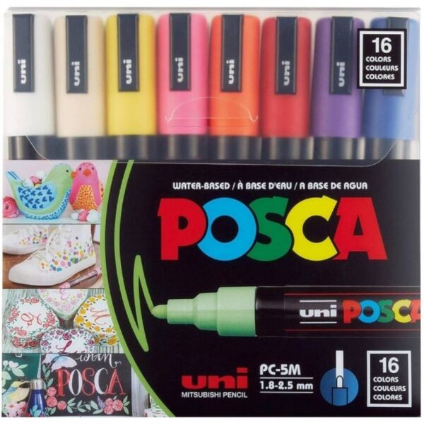 Uni Poster Markörü Posca Set Pc-5M/16C 1.8-2.5 16 Lı