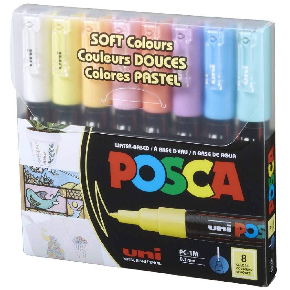 Uni Poster Markörü Posca Set Pc-1M/8C Sc Soft Renk 8 Li