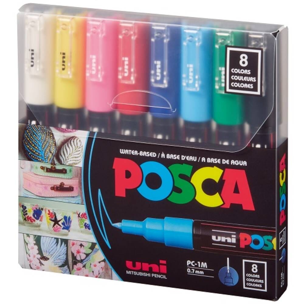 Uni Poster Markörü Posca Set Pc-1M/8C Ana Renk 8 Li