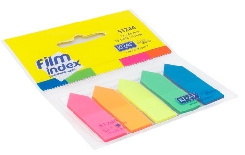 Kraf Film İndex Ayraç Plastik Ok Şekilli 5 Renk 12x44 mm 51244