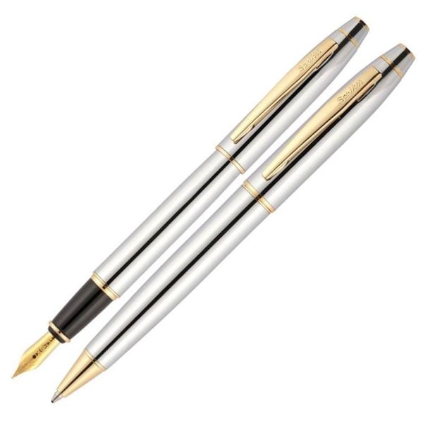 Scrikss 35 Gold Krom Dolma Kalem + Tükenmez Kalem Seti