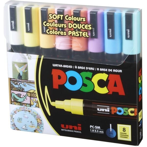 Uni Poster Markörü Posca Set Pc-5M/8C Sc 1.8-2.5 Soft Renk 8 Li
