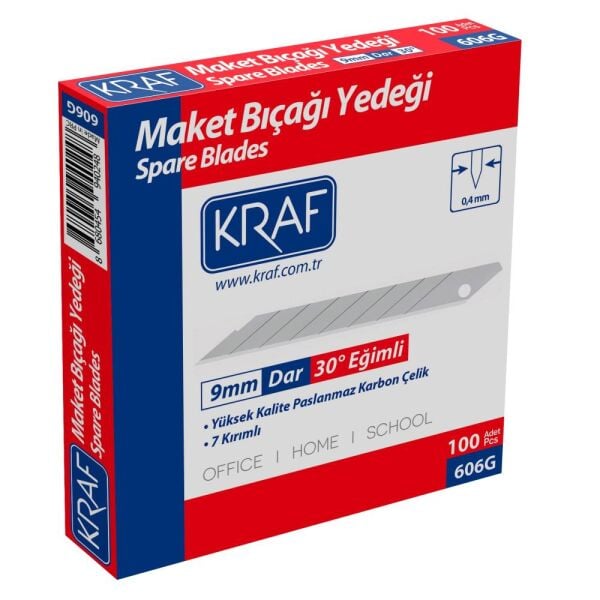 Kraf Maket Bıçağı Yedeği Dar 30' Eğimli 100 Lü 606G