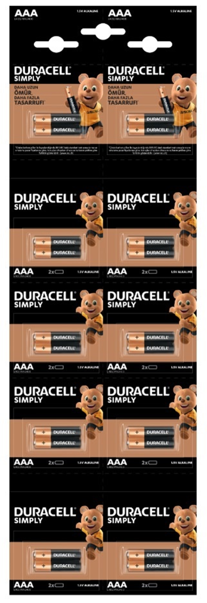 Duracell İnce Kalem Pil AAA 2 li