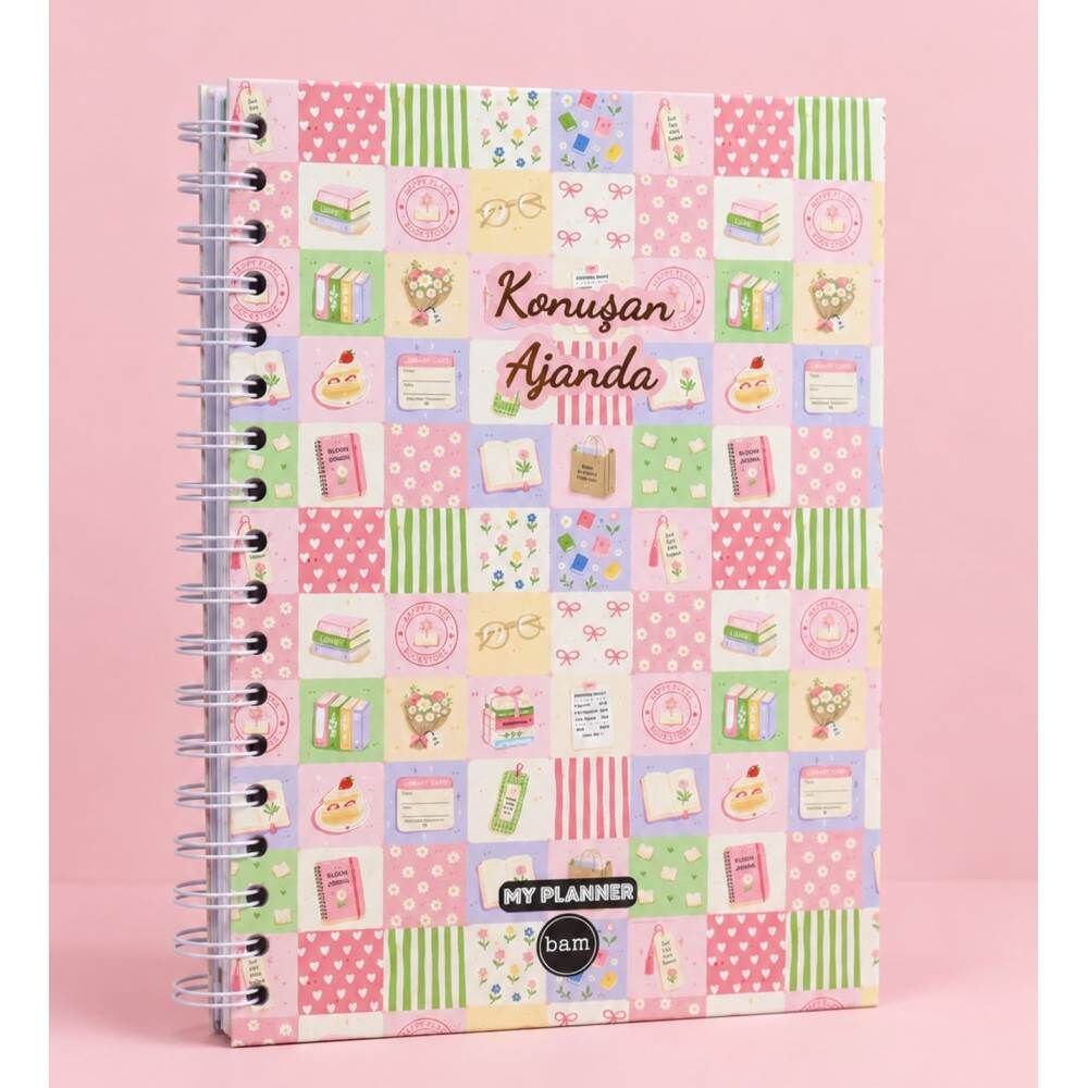 My Planner 1321-4 Kitap ve Çiçek Spiralli Konuşan Ajanda
