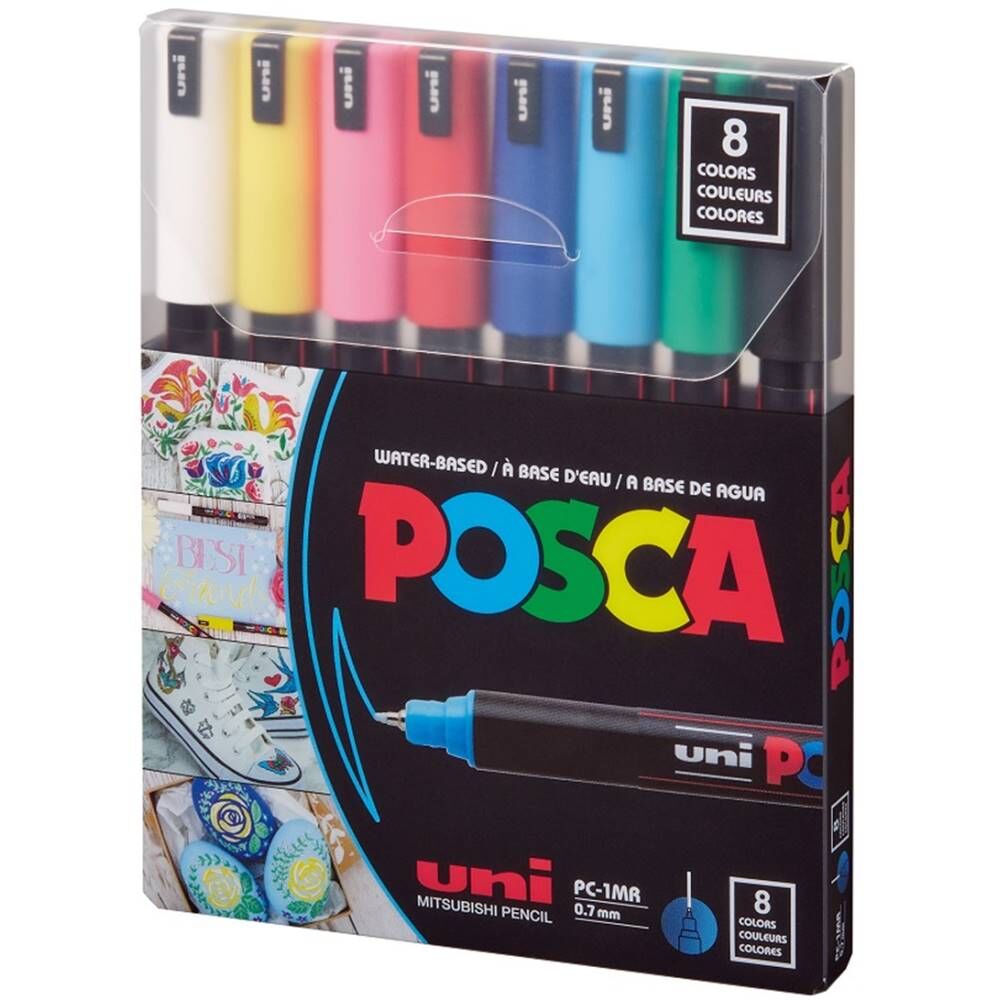 Uni Poster Markörü Posca Set Pc-1Mr/8C Ana Renk 8 Li