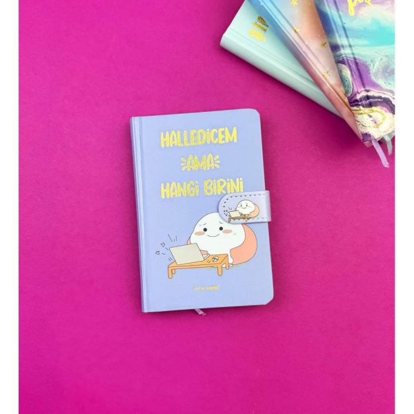 Motto Tasarımlı Mıknatıs Kapak 14x9 Defter