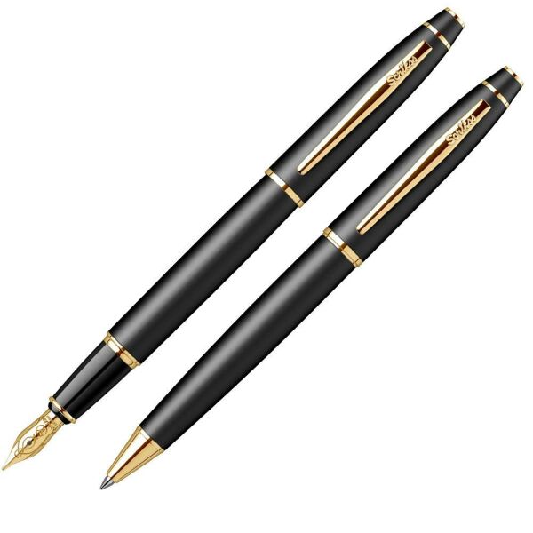 Scrikss 35 Gold Krom Dolma Kalem + Tükenmez Kalem Seti