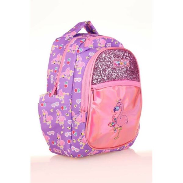 Kaukko Kids Love Aynalı Taşlı Flamingo İlkokul Çantası L5137