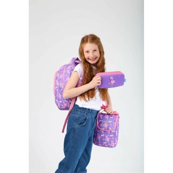 Kaukko Kids Love Aynalı Taşlı Flamingo İlkokul Çantası L5137