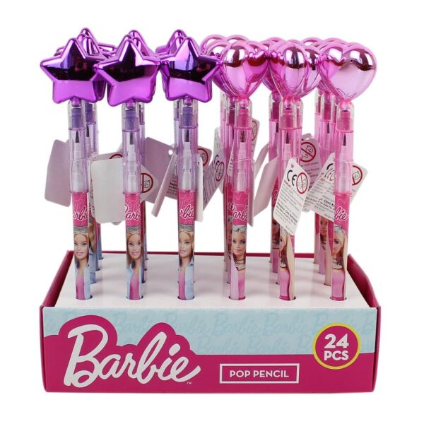 Barbie B-1028 Kalp ve Yıldız Başlıklı Geçmeli Kurşun Kalem