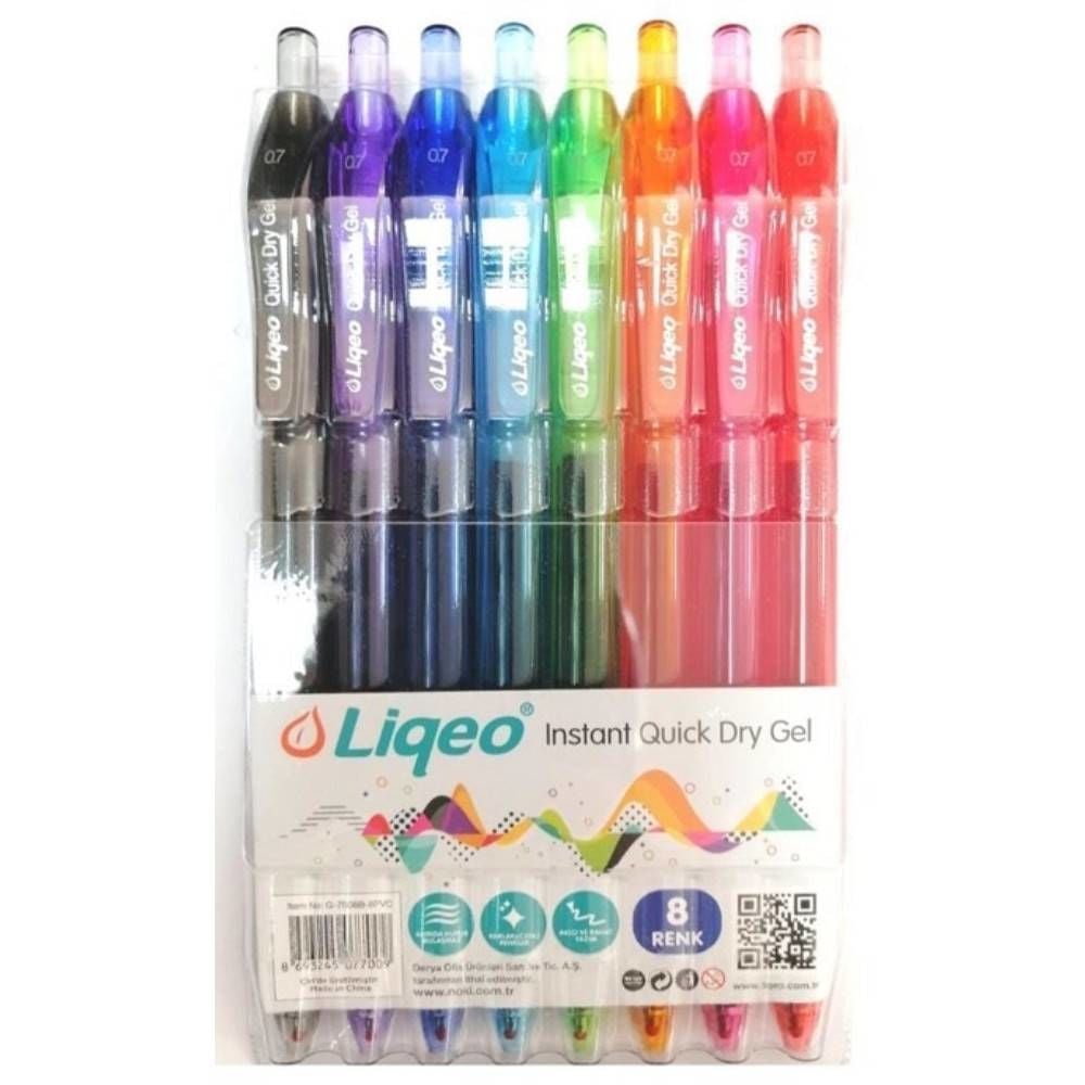 Lıqeo Jel Kalem Instant Dry 0.7 8 Li G-7008B-8Pvc