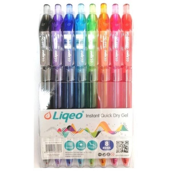 Lıqeo Jel Kalem Instant Dry 0.7 8 Li G-7008B-8Pvc