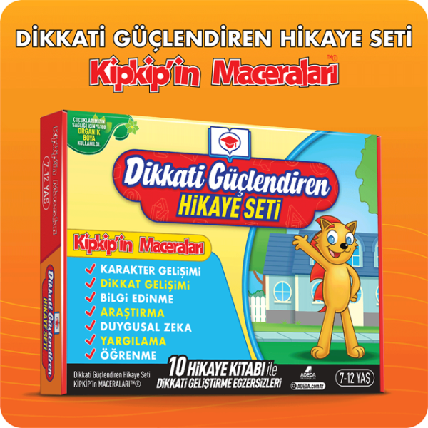 Adeda Dikkat Güçlendiren Hikaye Seti Kipkipin Maceraları 10 Kitap 7-12 Yaş
