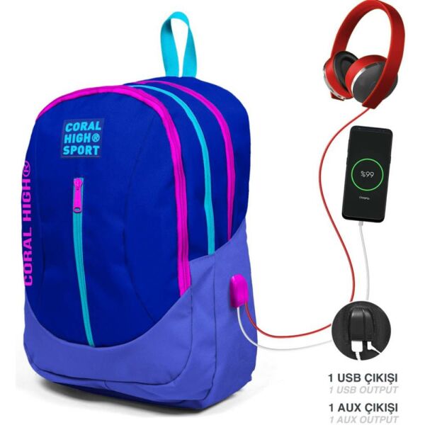 Yaygan Çanta Sırt Coral Hıgh Sport Usb+Aux Soketli 23449