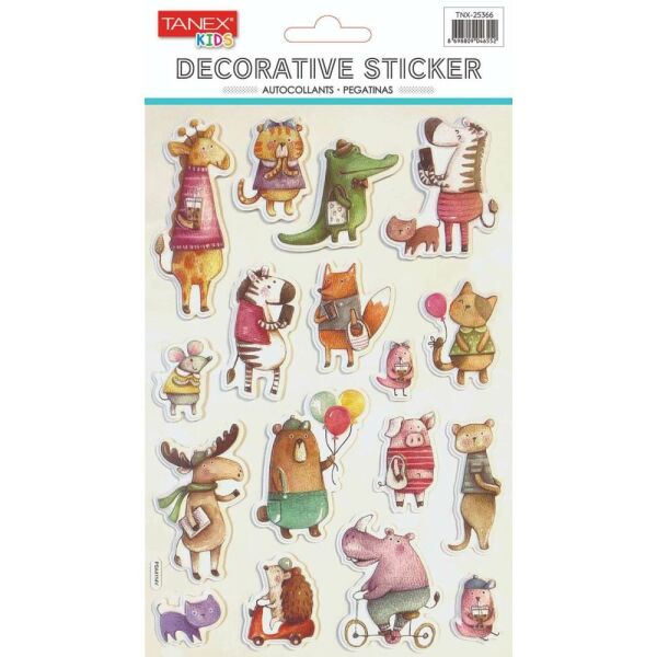 Tanex Stickers Sevimli Canlıları Balon Puffy 25366