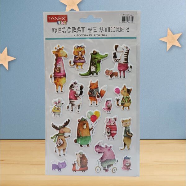 Tanex Stickers Sevimli Canlıları Balon Puffy 25366