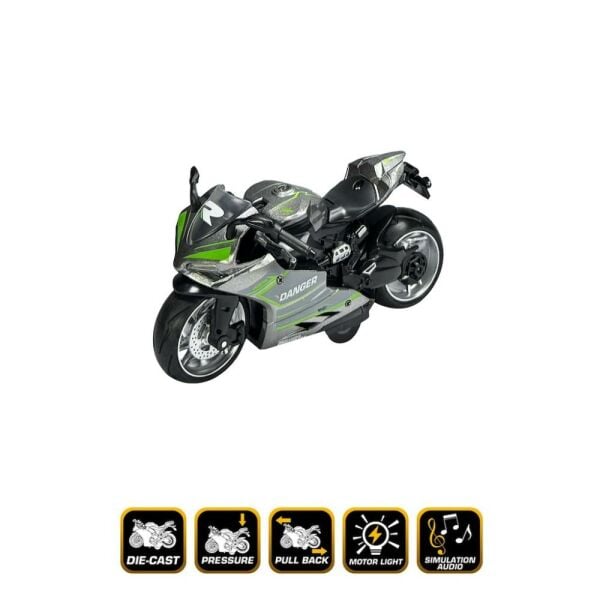 Vardem Çek Bırak Sesli ve Işıklı 1:12 Die-Cast Clasic Spor Motosiklet M2231