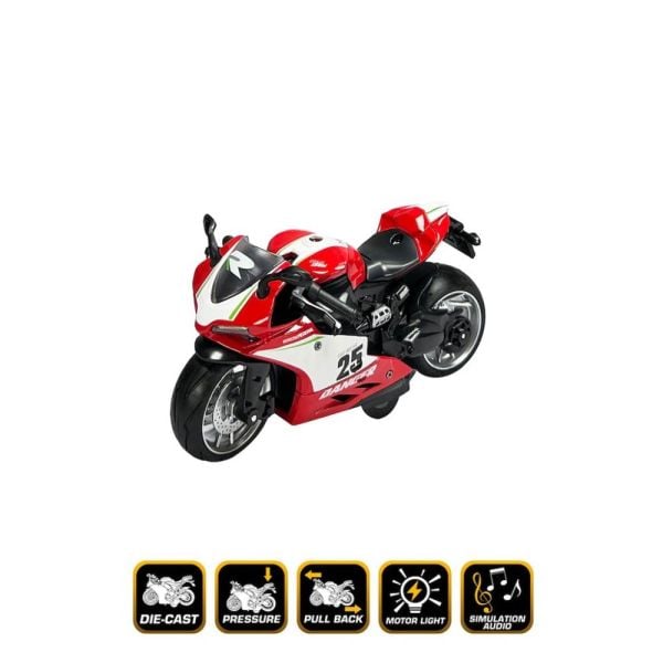 Vardem Çek Bırak Sesli ve Işıklı 1:12 Die-Cast Clasic Spor Motosiklet M2231