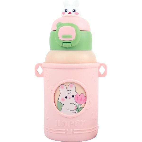 Noki Kids 460 ml Pipetli Pembe Çelik Matara 0149-060