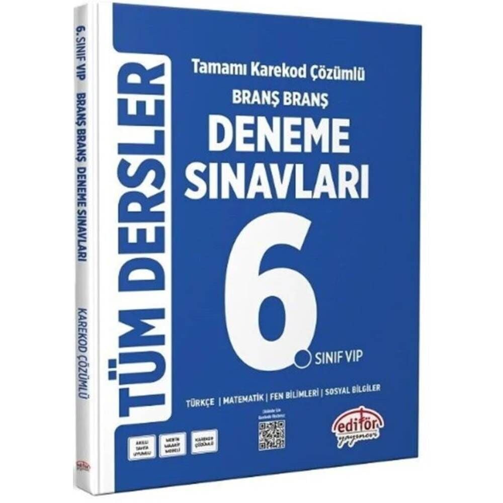 Editör 6.Sınıf Tüm Dersler Branş Branş Çözmülü Deneme Sınavları