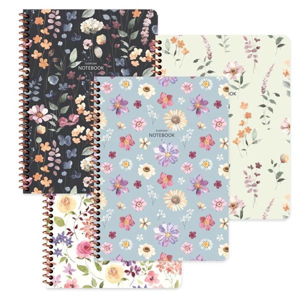 Çiçek 16.5x22.5 80 Yaprak Çizgili Karton Kapak Spiralli Defter 385341