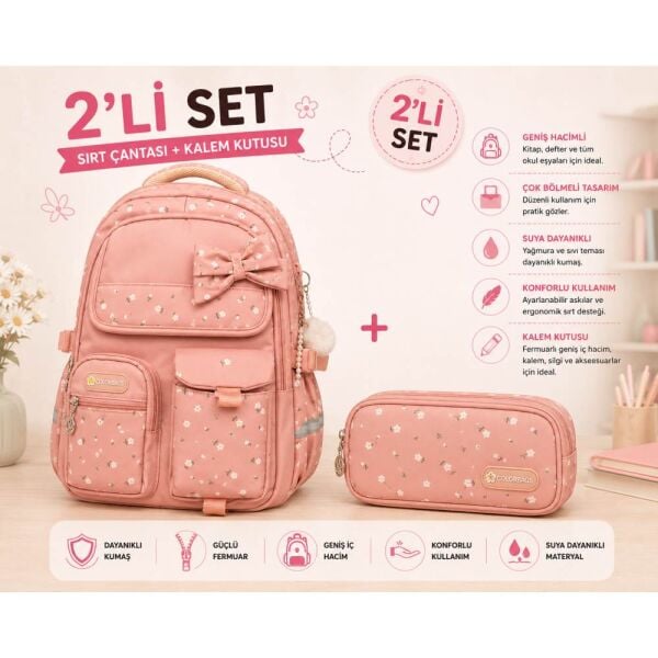 Color Bags B95 2'li Set Turuncu İlkokul Çantası