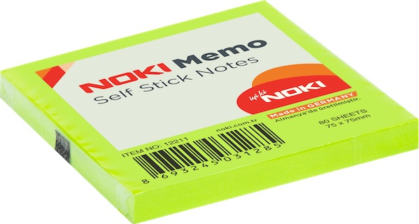 Noki Yapışkanlı Not Kağıdı 75x75 mm 80 Yaprak Yeşil 12211