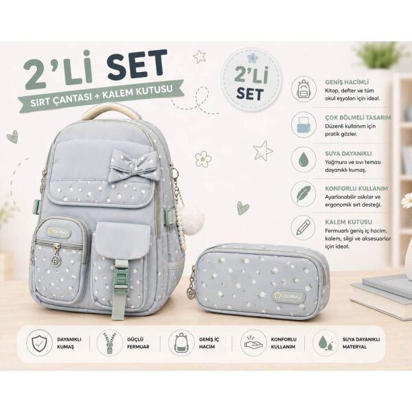 Color Bags B95 2'li Set Turkuaz İlkokul Çantası