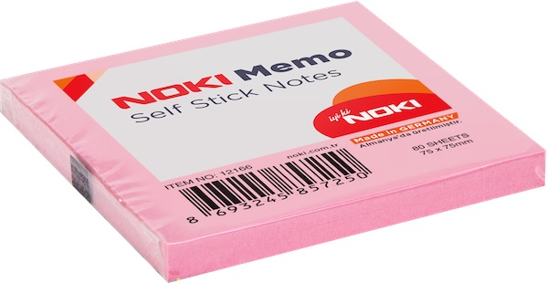 Noki Yapışkanlı Not Kağıdı 75x75 mm 80 Yaprak Açık Pembe 12166