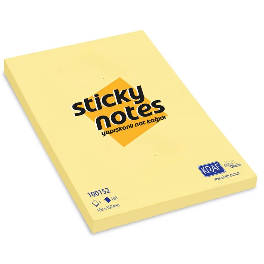 Kraf Yapışkanlı Not Kağıdı 100X152 Sarı Düz 100152