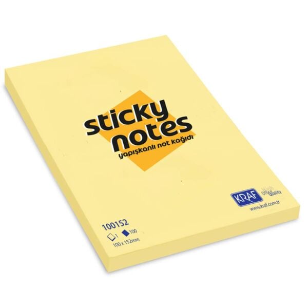 Kraf Yapışkanlı Not Kağıdı 100X152 Sarı Düz 100152
