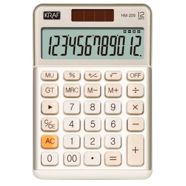 Kraf Hesap Makinesi Masaüstü 12 Hane Hm-205 Gd Altın