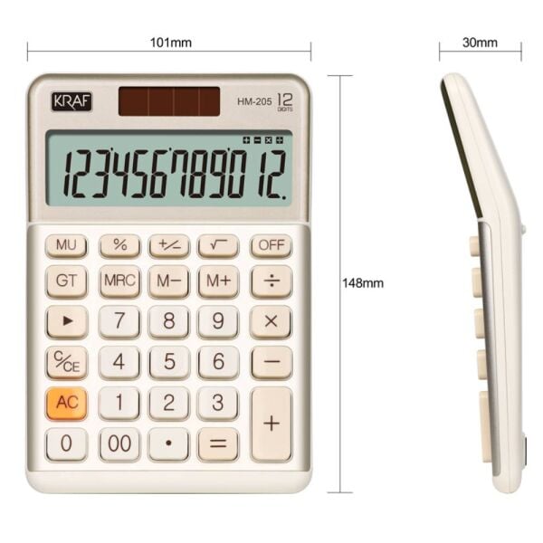 Kraf Hesap Makinesi Masaüstü 12 Hane Hm-205 Gd Altın