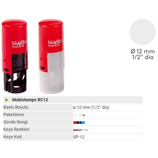 Mobistamps Kaşe Yuvarlak Rc-12 Mavi Keçeli