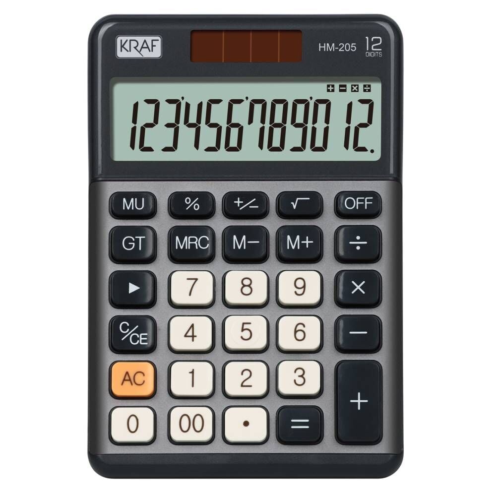 Kraf Hesap Makinesi Masaüstü 12 Hane Hm-205 Gy Koyu Gri