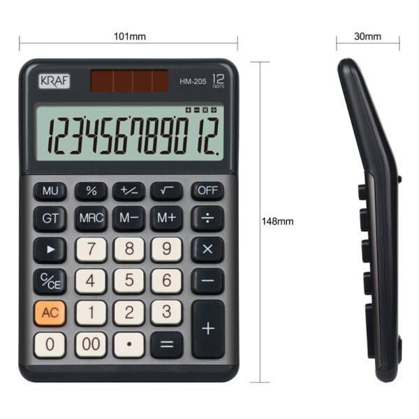 Kraf Hesap Makinesi Masaüstü 12 Hane Hm-205 Gy Koyu Gri