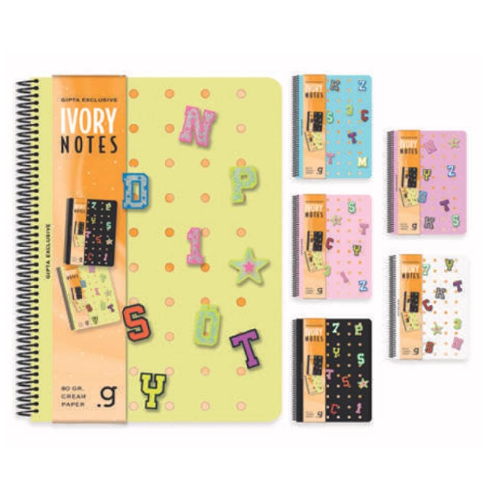 İvory Notes A5 80 Yaprak Kareli Spiralli Karton Kapak Defter 7818