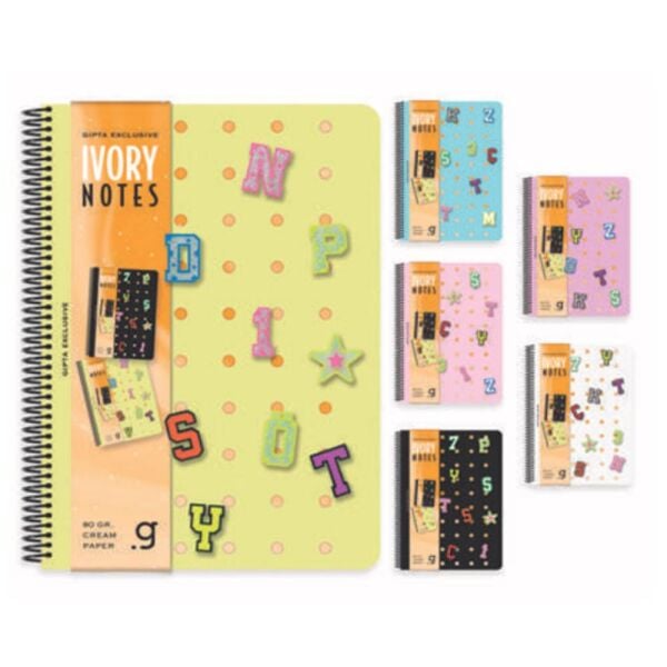 İvory Notes A5 80 Yaprak Kareli Spiralli Karton Kapak Defter 7818