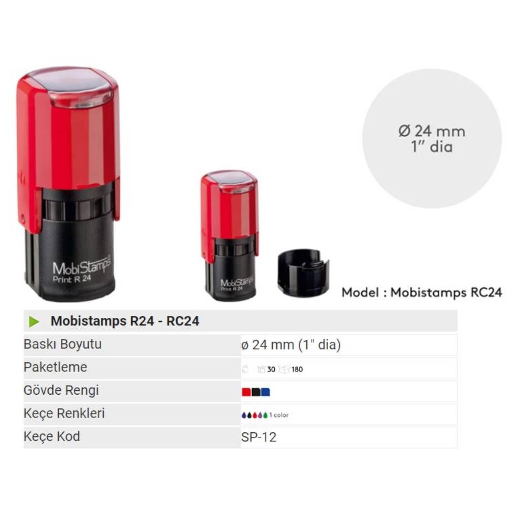 Mobistamps Kaşe Yuvarlak R-24 Mavi Keçeli