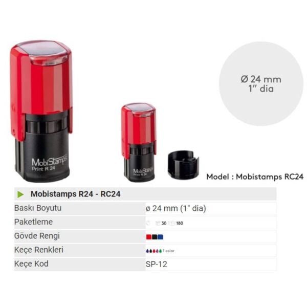 Mobistamps Kaşe Yuvarlak R-24 Mavi Keçeli