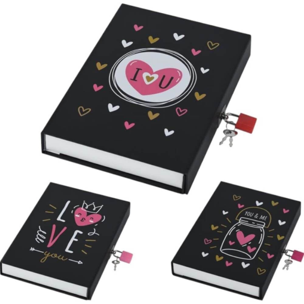 Mikro HT-57 Kutulu Kilitli Kalp Siyah Hatıra Defteri