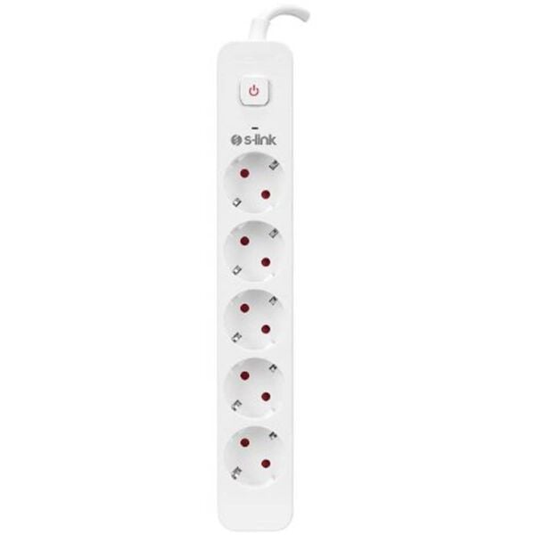 S-link SPG501S 1.5m 1.5mm 100 yüzde  Bakır 750 Joule 5 li Anahtarlı Akım Korumalı Priz