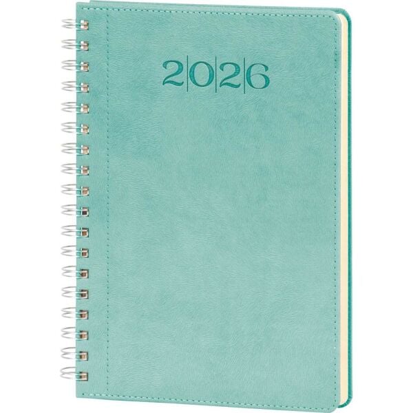 M-Ofis Bostancı 2026 20x28 Spiralli Günlük Ajanda Suni Deri Turkuaz