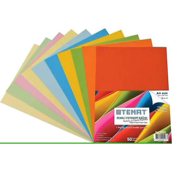 Temat Renkli Fotokopi Kağıdı A4 100 lü 10 Renk 176452